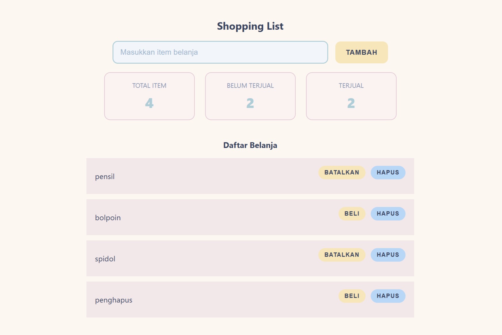 Shopping List App